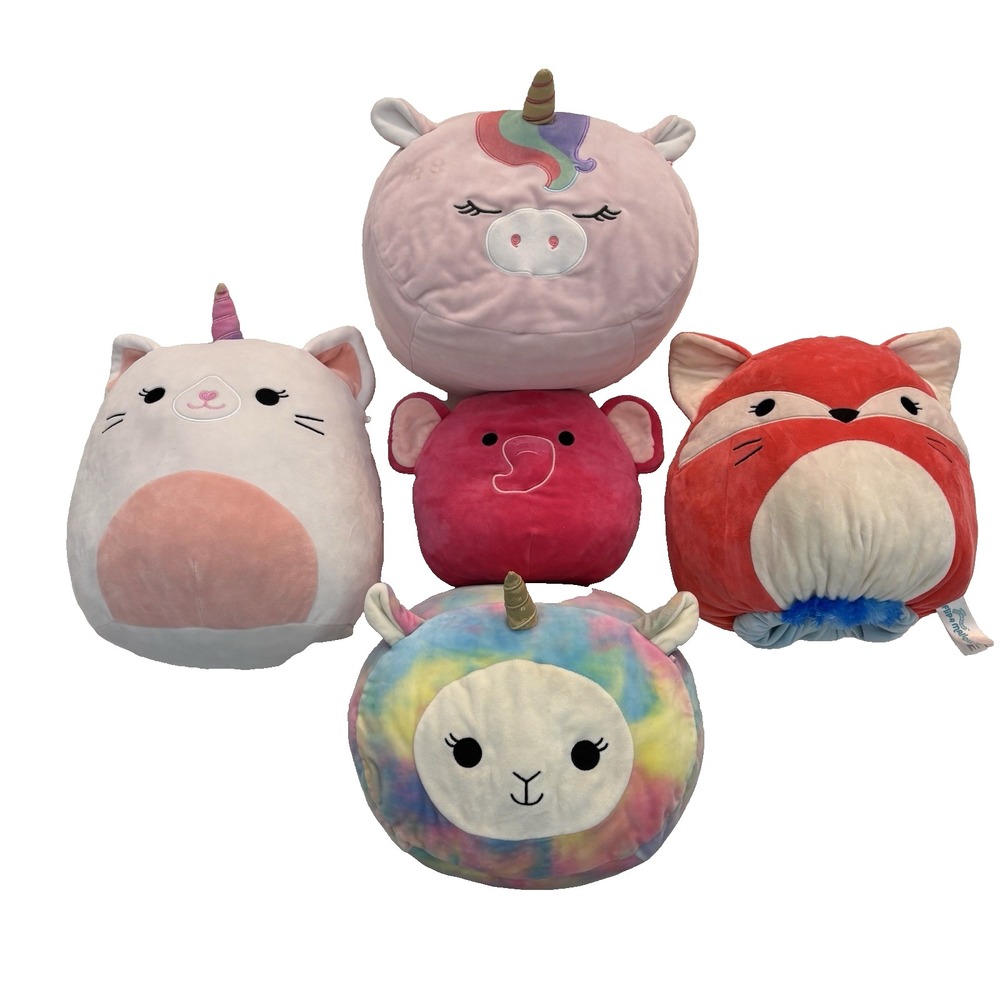 Lot of 5 Squishmallows 12" Unicorn Caticorn Fox Lambicorn Elephant Plush Set